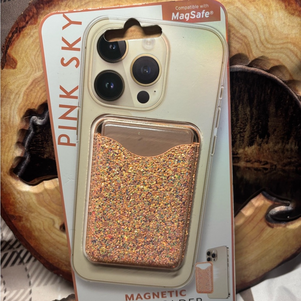 Gold Glitter iPhone Pro Case with Card Holder
